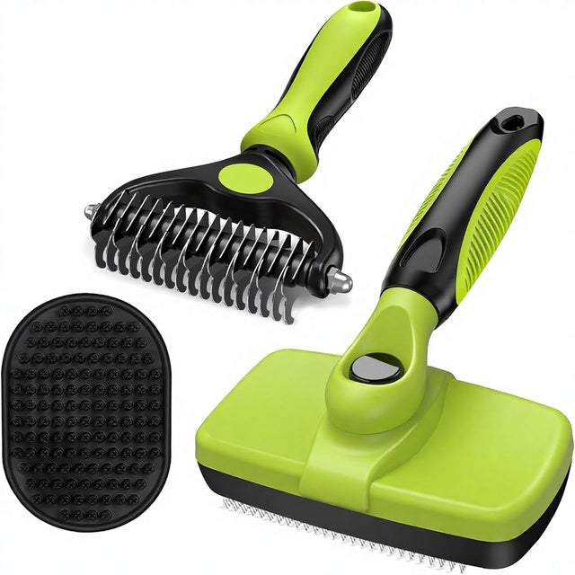 3PCS Professional Pet Grooming Kit | Brush, De-Shedder & Comb Set